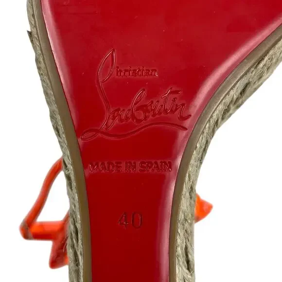 Christian Louboutin Mafaldina Zeppa 120 Wedge Sandal Orange Size 40 - Picture 10 of 15